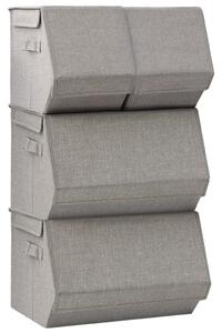 VidaXL 4-dijelni set složivih kutija za pohranu od tkanine sivi