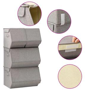 VidaXL 4-dijelni set složivih kutija za pohranu od tkanine sivi