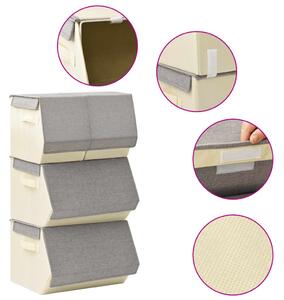 VidaXL 4-dijelni set složivih kutija za pohranu od tkanine sivi i krem