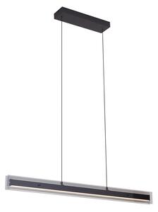 Moderna viseća svjetiljka crna sa staklom zadimljenog efekta uklj. LED Easylift - Catch