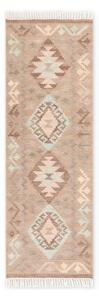 Svijetlo plava/bež obostrana/ručno rađena vunena staza 60x190 cm Kamal Dune – Nouristan