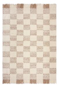 Krem/u prirodnoj boji ručno rađen tepih od mješavine vune 200x300 cm Eric Checkboard – Flair Rugs