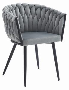 Svijetlosiva blagovaonska stolica ORION VELVET s crnim nogama