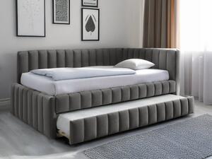 Tapecirani krevet COMFINO VELVET s dodatnim ležajem 120x200 cm, siva