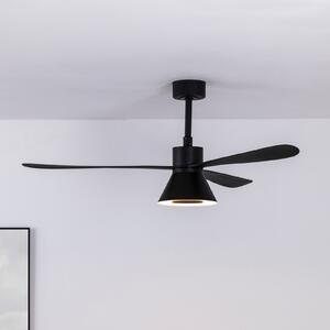 FARO BARCELONA Stropni ventilator Amelia Cone L LED, crni, tih, 132 cm, prigušiva, Crno, Dnevni boravak/blagovaonica, Plastika