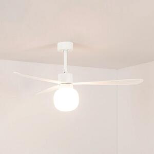 FARO BARCELONA Stropni ventilator Amelia Ball L LED, bijeli, DC, tih, 132 cm, prigušiva, Bijela, Dnevni boravak/blagovaonica, Plastika