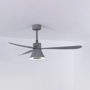FARO BARCELONA Stropni ventilator Amelia Cone L LED, sivi, DC, tih, 132 cm, prigušiva, Sivo, Dnevni boravak/blagovaonica, Plastika