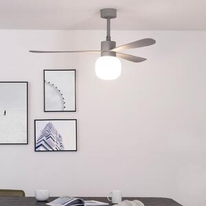 FARO BARCELONA Stropni ventilator Amelia Ball L LED, sivi, DC, tih, 132 cm, prigušiva, Sivo, Dnevni boravak/blagovaonica, Plastika