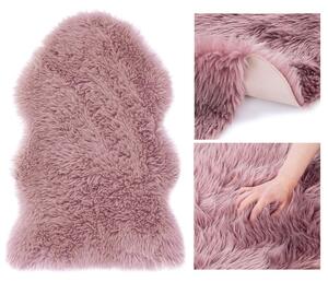 Ružičasti tepih DOKKA od umjetne ovčje kože 60x90 cm