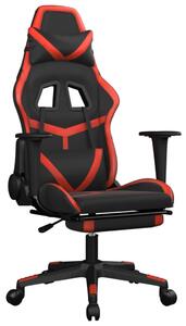 VidaXL Masažna igraća stolica s osloncem crno-crvena od umjetne kože