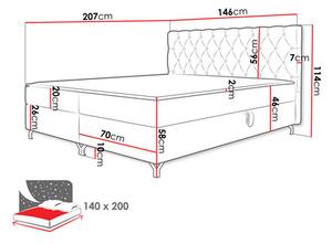 Bračni krevet 140 cm Jenaks 2 (plava) (s podnicom i madracem) (s prostorom za odlaganje)