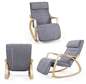 Stolica za ljuljanje, ležaljka SWING, nosivost 150 kg, 67x115x91 cm, siva SongmicsHome