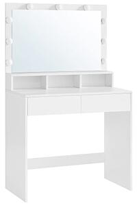 SongmicsHome Toaletni stolić VANESA s velikim ogledalom i rasvjetom, 80x40x140 cm, bijeli