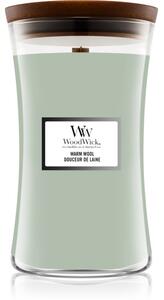 Woodwick Warm Wool mirisna svijeća s drvenim fitiljem 610 g