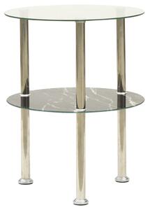 VidaXL Bočni stolić s 2 razine prozirni i crni 38 cm kaljeno staklo