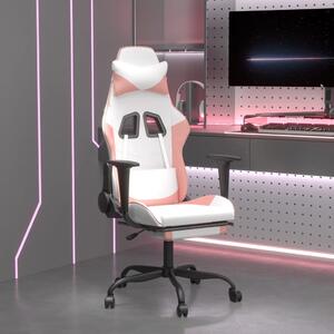 VidaXL Igraća stolica s osloncem za noge bijelo-ružičasta umjetna koža