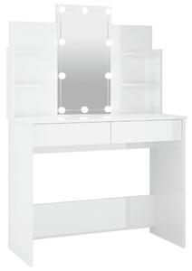 VidaXL Toaletni stolić s LED svjetlima sjajni bijeli 96x40x142 cm