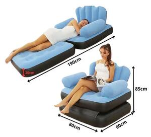 Verk napuhujuća sofa 2u1 – fotelja i ležaj s pumpom, plava