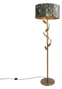 Zlatna podna svjetiljka sa sjenilom s dizajnom lišća i zlatnom unutrašnjosti 50 cm - Linden