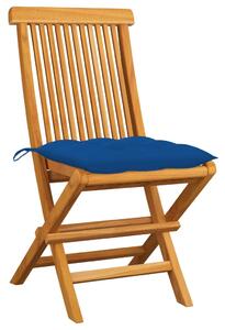VidaXL Vrtne stolice s plavim jastucima 2 kom od masivne tikovine