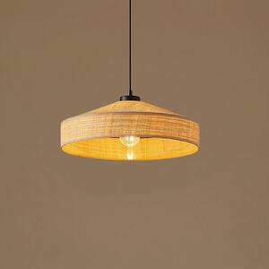 Lindby viseća svjetiljka Haldor, ratan, prirodna boja, Ø 40 cm, prigušiva, Bež, Dnevni boravak/blagovaonica, Drvo