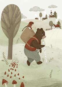 Ilustracija Mascha and bear, Anna Lunak, (30 x 40 cm)
