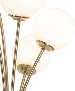 Moderna podna lampa zlatna s opalnim staklom 5 svjetla - Atena
