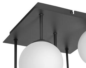 Moderna stropna svjetiljka crna s opalnim staklom 5 svjetla - Atena