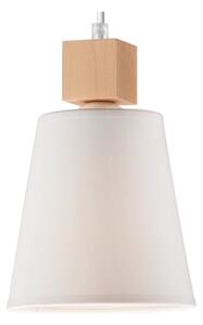 Bijela viseća svjetiljka s tekstilnim sjenilom ø 15 cm Enrico – LAMKUR
