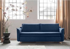 Tamno plava baršunasti sklopiva sofa 225 cm Charming Charlie – Miuform