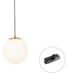 Art Deco viseća svjetiljka zlatna s opalnim staklom uklj. crni 1-fazni adapter za tračnicu - Iconic Flore
