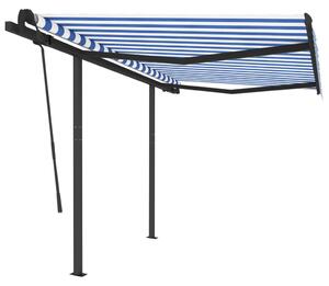 VidaXL Automatska tenda na uvlačenje sa stupovima 3x2,5 m plavo-bijela
