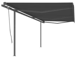 VidaXL Automatska tenda na uvlačenje sa stupovima 6 x 3 m antracit