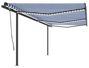 VidaXL Tenda na ručno uvlačenje s LED svjetlima 6 x 3 m plavo-bijela