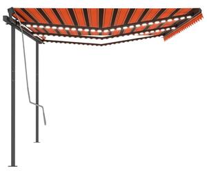VidaXL Automatska tenda sa senzorom LED 6 x 3 m narančasto-smeđa