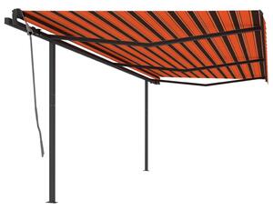 VidaXL Tenda na ručno uvlačenje sa stupovima 6 x 3 m narančasto-smeđa