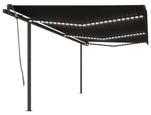 VidaXL Automatska tenda sa senzorom za vjetar LED 6 x 3 m antracit
