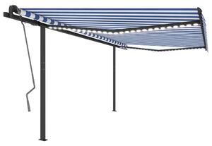 VidaXL Tenda na ručno uvlačenje s LED svjetlima 4 x 3 m plavo-bijela