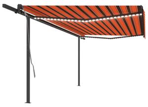 VidaXL Automatska tenda sa senzorom LED 5 x 3 m narančasto-smeđa