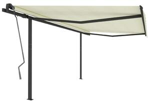 VidaXL Automatska tenda na uvlačenje sa stupovima 4 x 3 m krem