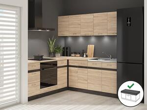 Kutna kuhinja Junona Line 200 + 200 cm (wenge + hrast sonoma)