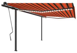VidaXL Tenda na ručno uvlačenje LED 4 x 3,5 m narančasto-smeđa