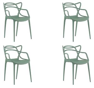Set 4 kom plastičnih stolica KATO, kaduljasto zelena