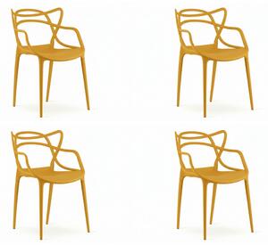 Set 4 kom plastičnih stolica KATO, boja senfa