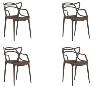 Set 4 kom plastičnih stolica KATO, smeđa