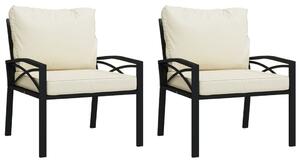 VidaXL Vrtne stolice s jastucima boje pijeska 2 kom 68x76x79 m čelične