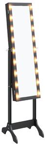 VidaXL Samostojeće ogledalo s LED svjetlima crno 34 x 37 x 146 cm
