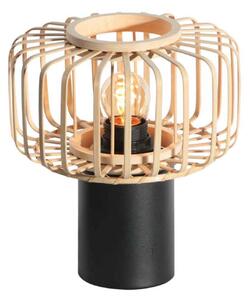 Steinhauer Bloeba stolna lampa, crna/prirodna, metalna, drvena, E27, Drvo, Dnevni boravak/blagovaonica, Bambus