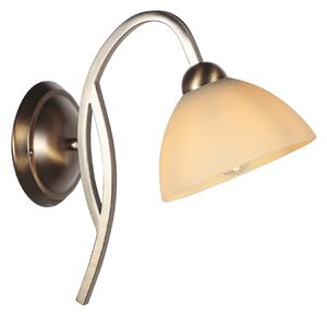 Steinhauer Zidna lampa Anthea, bronca, krem, metal, staklo, E27, prigušiva, Bronca / stari mesing, Dnevni boravak/blagovaonica, Staklo