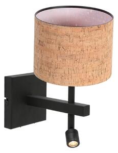 Steinhauer Zidna lampa Stang, crno/smeđa LED za čitanje, visina 27 cm, pluto, Crno, Dnevni boravak/blagovaonica, Metal, Svjetlo za čitanje